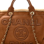 Lambskin Shearling Medium Deauville Tote Brown