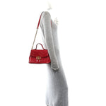 Calfskin Matelasse Small GG Marmont Top Handle Shoulder Bag Hibiscus Red