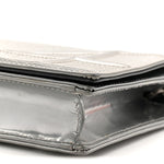 Metallic Patent Micro-Cannage Diorama Wallet on Chain Pouch Silver