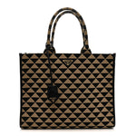 Jacquard Saffiano Triangolo Symbole Embroidered Large Tote Black Corda