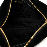 Velluto Zip Top Chain Shoulder Bag Black