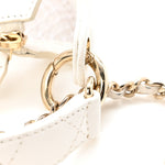 Mesh Shiny Lambskin Chain Hobo White