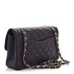 Caviar Quilted Small Double Flap Dark Purple