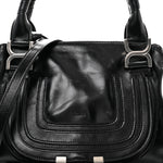 Natural Shiny Calfskin Small Marcie Satchel Black