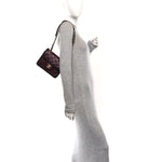 Lambskin Braided Calfskin Mini Flap Bag Dark Burgundy Black