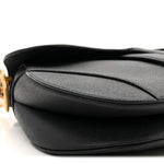 Grained Calfskin Saddle Bag With Strap Black