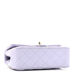 Lambskin Quilted Mini Top Handle Rectangular Flap Light Purple