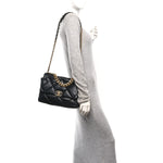 Goatskin Quilted Large Chanel 19 Flap Black