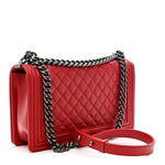 Lambskin Quilted New Medium Boy Flap Red