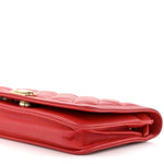 Lambskin Quilted Boy Wallet On Chain WOC Red