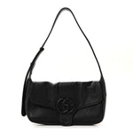 Goatskin Small GG Monochrome Aphrodite Shoulder Bag Black