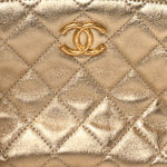 Metallic Lambskin Quilted Mini Bowling Bag Gold