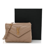Calfskin Y Quilted Monogram Toy Loulou Crossbody Bag Dark Beige