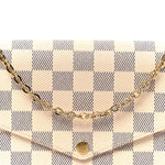 Damier Azur Pochette Felicie Chain Wallet Rose Ballerine