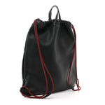 Calfskin Logo Drawstring Backpack Black