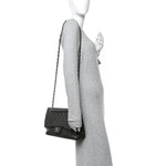 Caviar Quilted Jumbo Double Flap Grey