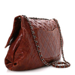 Crumpled Caviar Quilted Maxi Elastic Flap Light Brown