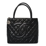 Caviar Quilted Medallion Tote Black