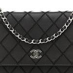 Calfskin Whipstitch Wallet On Chain WOC Black