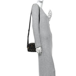 Jacquard Black Denim GG Monogram Textured Dollar Calfskin Mini Ophidia Shoulder Bag Black Ivory
