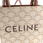 Triomphe Canvas Calfskin Mini Vertical Cabas White