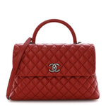 Caviar Quilted Medium Coco Handle Flap Red