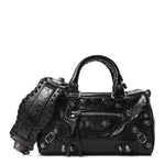 Agneau Arena Mini Le Cagole Duffle Crossbody Bag Black