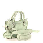 Chevre Silver Metallic Edge Hardware Mini City Vert Anis