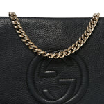 Pebbled Calfskin Medium Soho Flap Crossbody Black