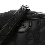 Nylon Calfskin Enamel GG Matelasse Shoulder Bag Black