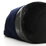 Wool Calfskin Embroidered Paris Hamburg Drawstring Backpack Navy Blue