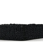 Yarn Raffia Effect Crochet Logo Embroidered Tote Bag Black