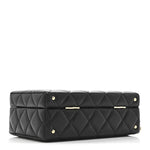 Lambskin Quilted Small CC Top Handle Box Bag Black