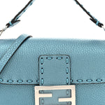 Metallic Cuoio Roma Sellerissima Nappa Sintetica Tape Stitch Mini Baguette Placca Argento