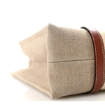 Cotton Calfskin Medium Woody Ribbon Tote White Brown