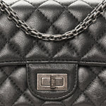 Metallic Sheepskin Quilted 2.55 Reissue Mini Flap Dark Silver