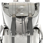Mirror Effect GG Monogram Appia Calfskin Web Double Buckle Backpack Silver