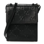 Calfskin GG Tennis Embossed Messenger Bag Black