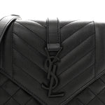 Grain De Poudre Textured Mixed Matelasse Triquilt Small Monogram Monochrome Satchel Black