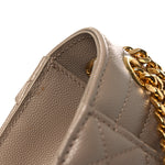 Grain De Poudre Textured Mixed Matelasse Medium Triquilt Monogram Satchel Dark Beige