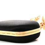 Satin Butterfly Knuckle Duster Box Clutch Black