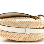 Raffia Small Grain Calfskin Small Marcie Basket Crossbody White