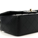 Lambskin Quilted Mini Rectangular Flap Black