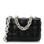 Lambskin Maxi Intreccio Padded Chain Cassette Crossbody Bag Black