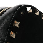 Calfskin Suede Rockstud Camera Crossbody Bag Black
