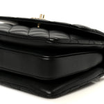 Lambskin Crystal Quilted Mini Trendy CC Dual Handle Flap Bag Black