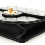 Goatskin Quilted Chic Pearls Flap Black