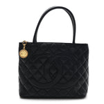 Caviar Quilted Medallion Tote Black