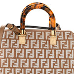 Raffia Chenille Vitello King Plexiglass Micro FF Mini By The Way Top Handle Boston Bag Naturale White