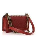 Caviar Quilted Medium Boy Flap Dark Red